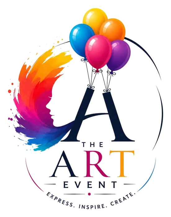 The Art Events logo: a painted profile, a bunch of balloons and a serif A